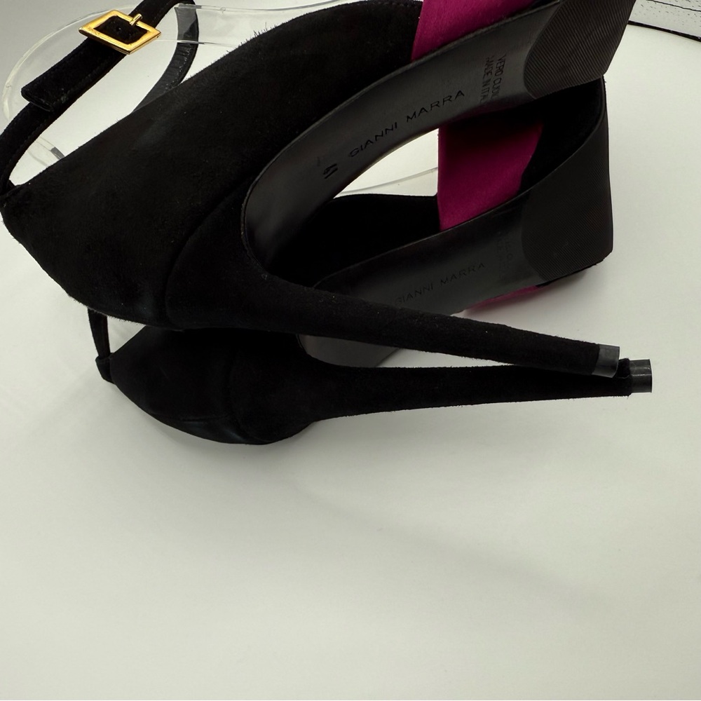 Gianni Marra Bold Color-block With Ankle Strap Stiletto Pointy Toe Platform - Picture 12 of 17